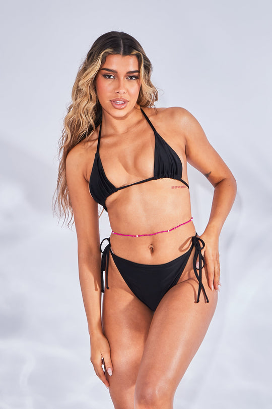 Black Micro Tie Bikini Set - Jackie