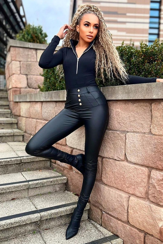 Black Zip Up Front Bodysuit - Graylyn