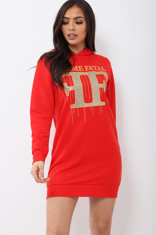 Red Femme Fatal Hooded Dress - Ivanna