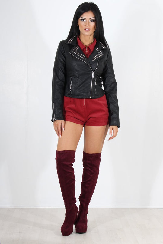 Lenni Black & Silver Leather Biker Jacket