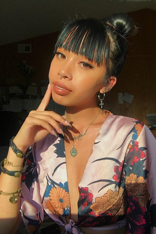 Rose Floral Print Satin Tie Crop Top - Kynslee