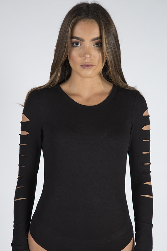 Black Cut Out Bodysuit - Keira