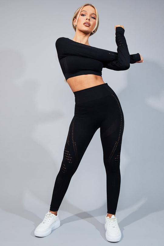 Black Cut Out Gym Leggings - Elodie