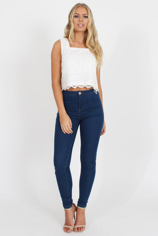 White Lace Crop Top - Rhoda