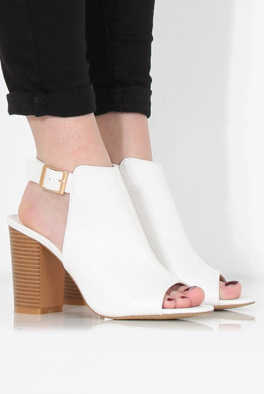 Sherry White Cut Out Ankle Boot