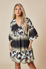 Leopard  Print Frill Detail Flared Dress - Junko