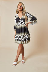 Leopard  Print Frill Detail Flared Dress - Junko