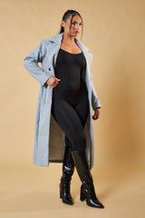 Grey Double Breasted Wool Look Coat - Eloise