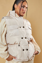 Stone Toggle Detail Cropped Gilet - Florence