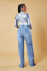 Grey Bodyprint Long Sleeve Bodysuit - Willow