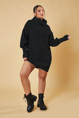 Black Turtle Neck Knit Jumper Dress - Brooke