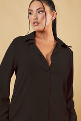 Black Button Up Front Skirt & Wide Leg Trouser Matching Set - Alicia