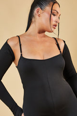 Black Two Piece Long Sleeve Jumpsuit - Ella