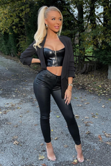 Black PU Coated Skinny Jeans - Rachell