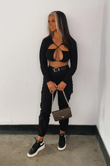 Black Cuffed Cargo Trousers - Genesis