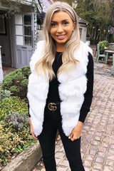 White Faux leather and Fur Gilet - Felicia