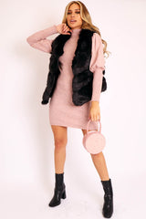 Blush High Neck Balloon Sleeve Knitted Dress - Ginna