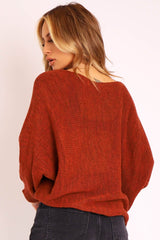 Rust Vogue Graphic Slouchy Knit Jumper - Janel