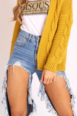 Blue Ripped Cut Out Mom Jeans - Almer