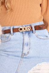 Tan Snake Chain Buckle Belt - Trula