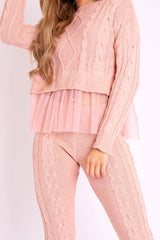 Light Pink Mesh Insert Jumper and Leggings Co-ord - Laurie