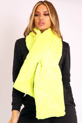 Neon Yellow Faux Fur Padded Scarf - Hadlee