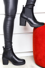Black PU Leather Heeled Chelsea Boot - Eimi