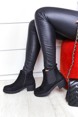 Black Faux Suede Chelsea Style Ankle Boot - Jeanie