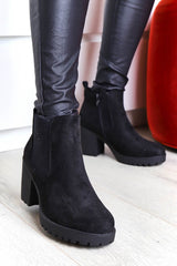 Black Suede Heeled Chelsea Boot - Eimi