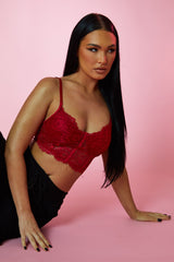 Red Lace Corset Cropped Top - Jewel