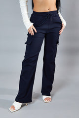 Navy Straight Leg Cargo Trousers - Rian
