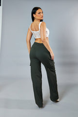 Khaki Straight Leg Cargo Trousers - Rian