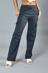 Grey Straight Leg Cargo Trousers - Rian