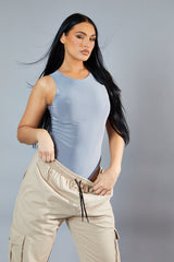 Grey Round Neck Sleeveless Bodysuit - Himari
