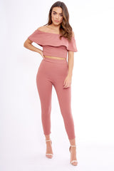 Blush Bardot Frill Co-ord - Kammie