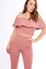 Blush Bardot Frill Co-ord - Kammie