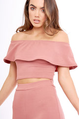 Blush Bardot Frill Co-ord - Kammie
