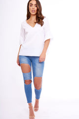 White Flare Bell Sleeve Blouse - Rosabela