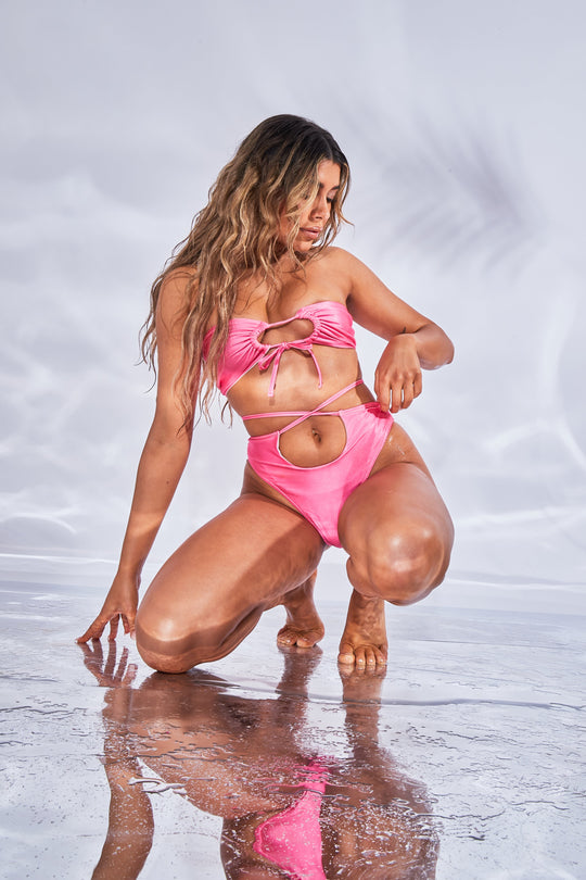 Pink Strappy Cut Out Bikini Set - Hailey