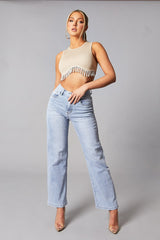 Light Blue Straight Leg Baggy Jeans - Marigold