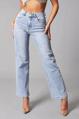 Light Blue Straight Leg Baggy Jeans - Marigold