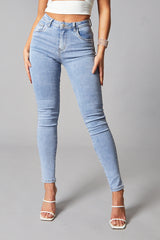 Light Blue High Waist Skinny Jeans - Nixi