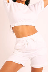 White Sweat Top Shorts Loungewear Co-ord - Indee
