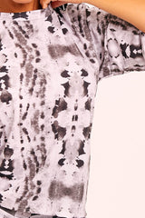 Grey Tie Dye Ribbed Cycling Shorts Co-ord - Haizlee