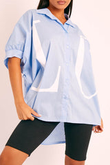 Blue Oversized LO VE Shirt - Harmony