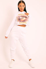 White Elasticated Tie Waist Joggers - Kamella