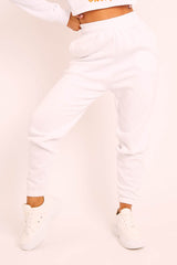 White Elasticated Tie Waist Joggers - Kamella