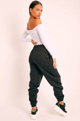 Black Elasticated Tie Waist Joggers - Kamella