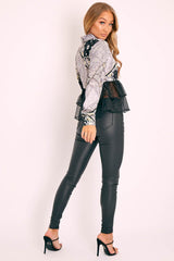 Black Paisley Organza Frill Hem Shirt - Penellope