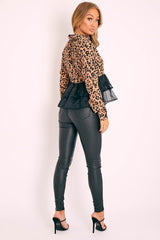 Leopard Organza Frill Hem Shirt - Penellope